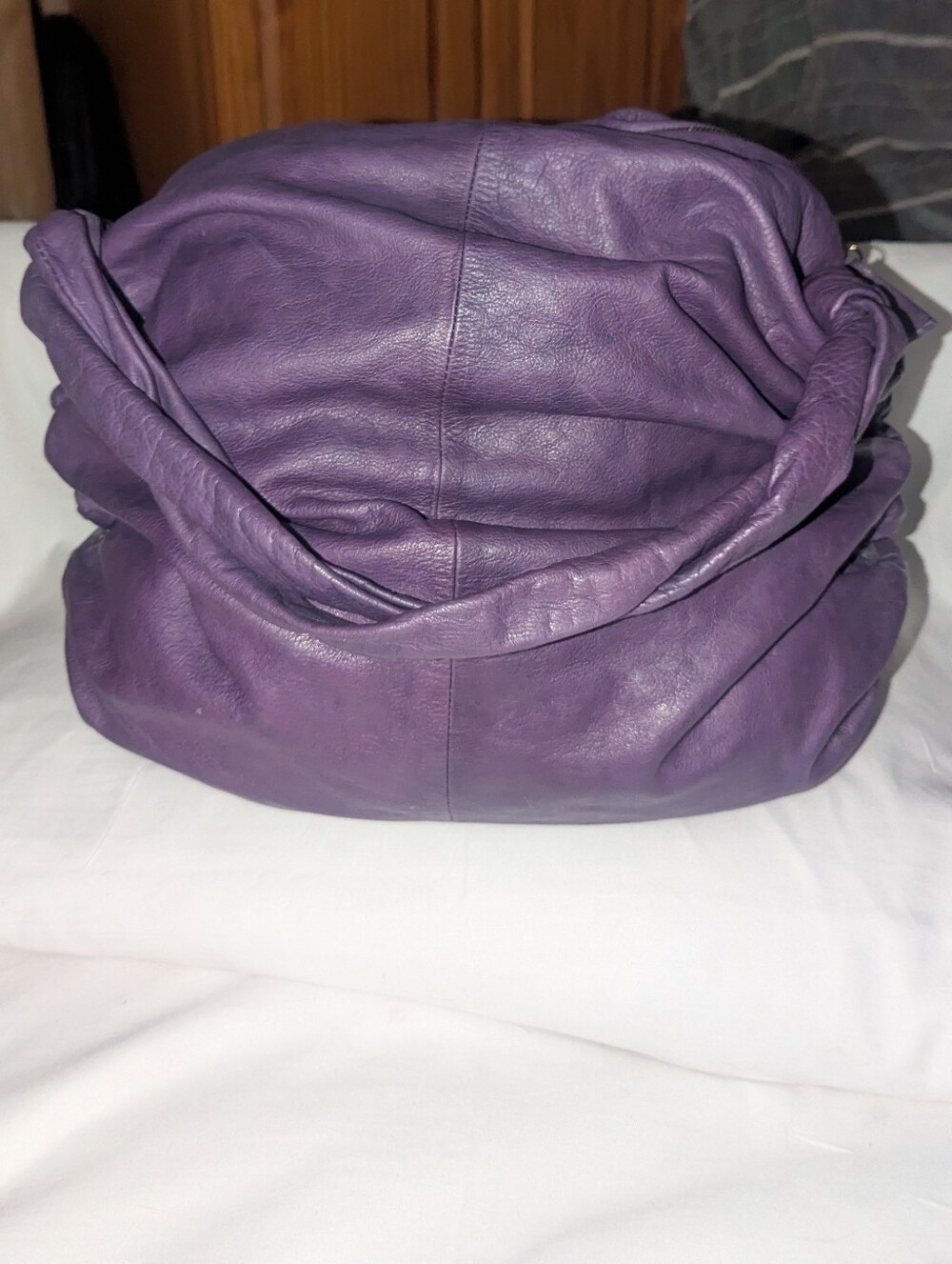 Vintage Sabina Violet Leather Slouch Hobo Bag Y2K